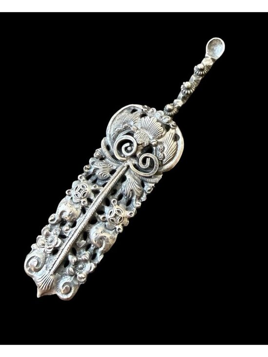 Vintage Sterling Silver Leaf Art Nouveau Hair Barrette Clip 2.5”